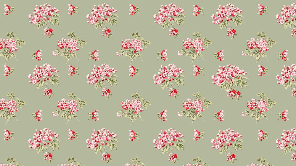 Cherry blossom pattern desktop wallpaper, green background