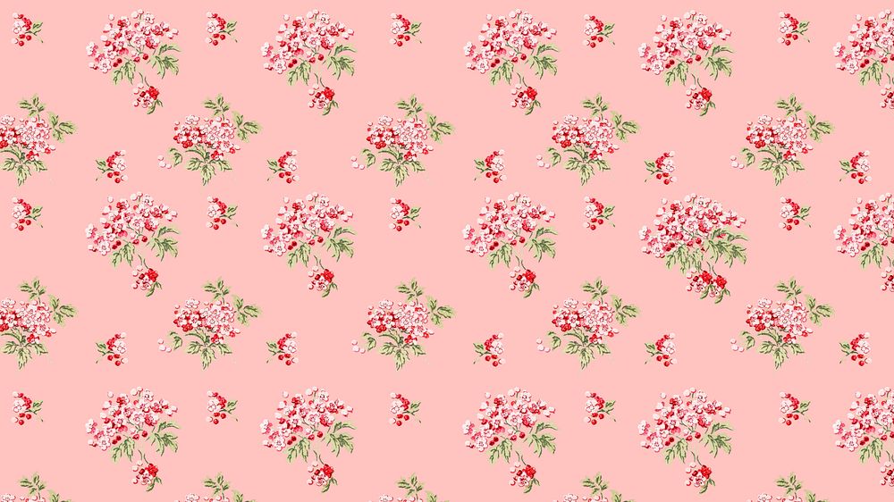 Cherry blossom pattern desktop wallpaper, pink background