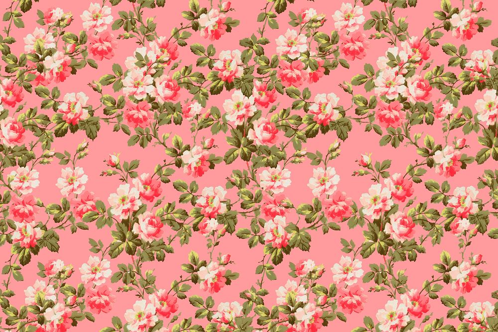 Vintage peony flower pattern, pink background