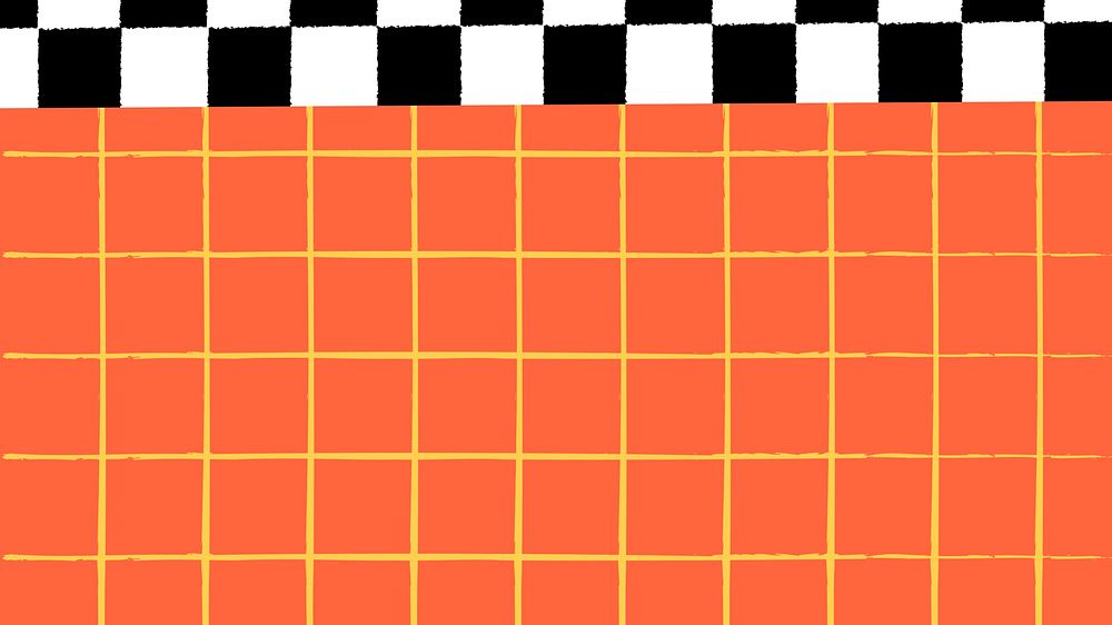 Orange grid desktop wallpaper, checkered pattern
