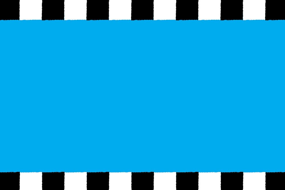 Blue background, black & white checked pattern