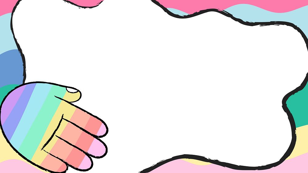 Pride hand frame background, LGBTQ+ & love wins illustration