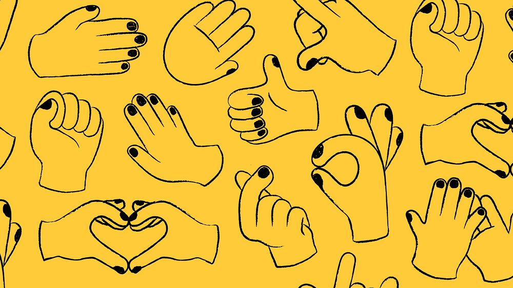 Hand gesture doodle pattern background, equality & love