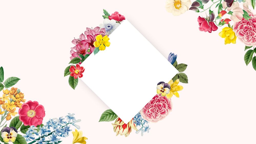Botanical square frame, flower illustration