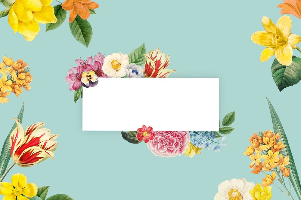 Botanical rectangle frame background, flower illustration