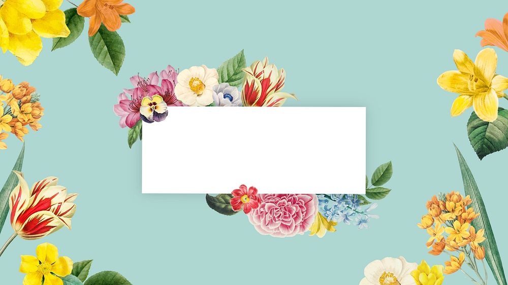 Floral rectangle frame, botanical illustration