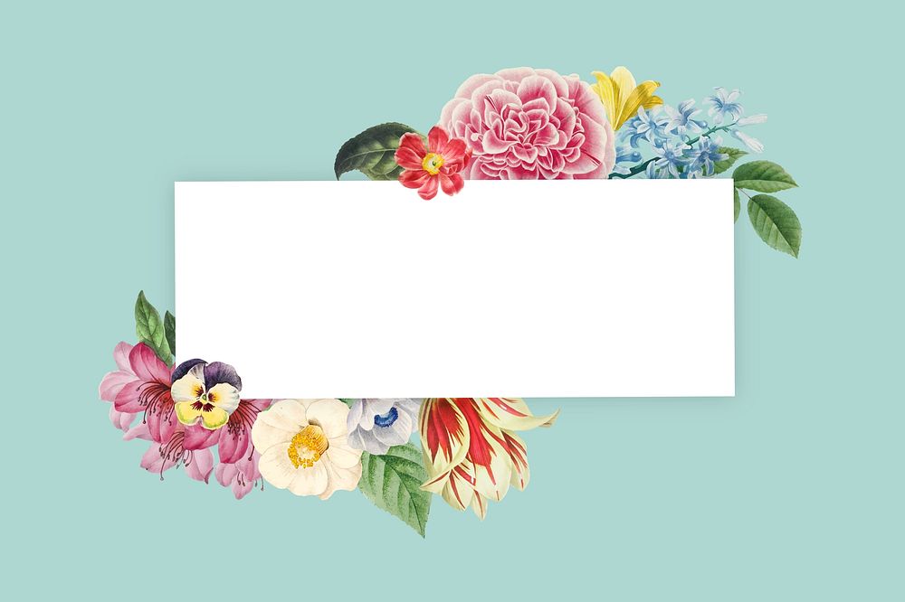 Floral rectangle frame background, botanical illustration