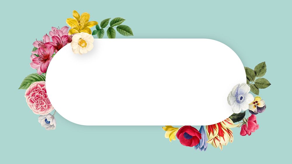 Botanical oval frame desktop wallpaper, flower illustration