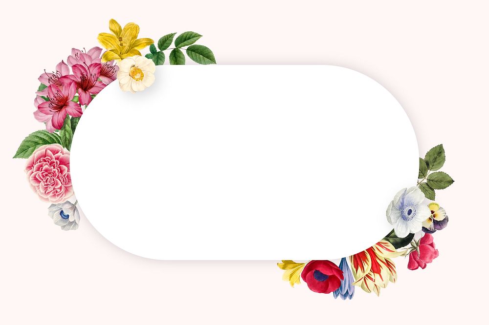 Floral oval frame background, botanical illustration
