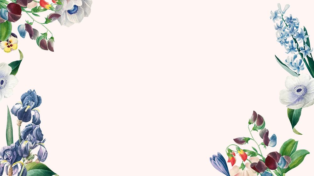 Colorful floral desktop wallpaper, botanical illustration