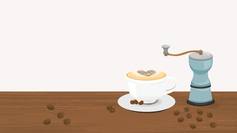 Coffee shop pink desktop wallpaper, cafe illustration