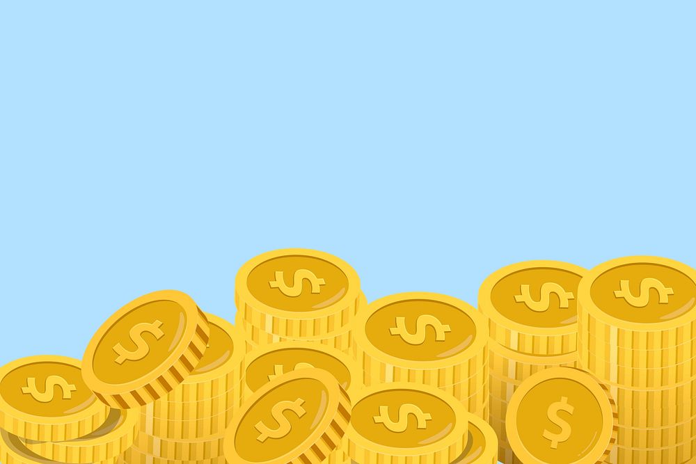 Coin money illustration, blue background