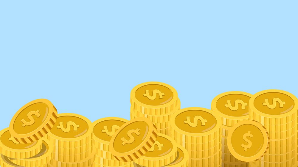 Coin stack desktop wallpaper, blue | Free Photo - rawpixel