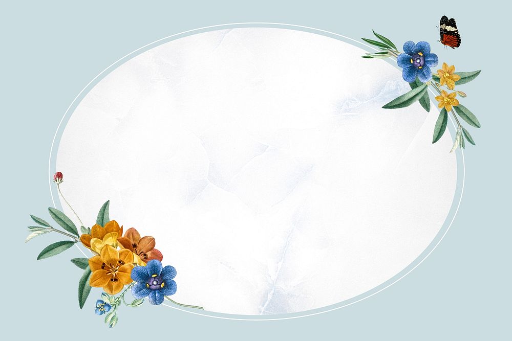 Floral frame background, blue design