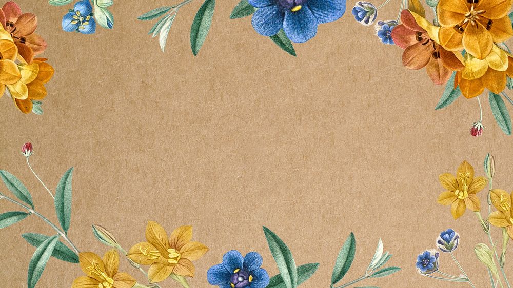 Floral frame desktop wallpaper, brown design