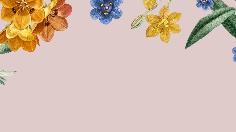 Floral border desktop wallpaper, pink design