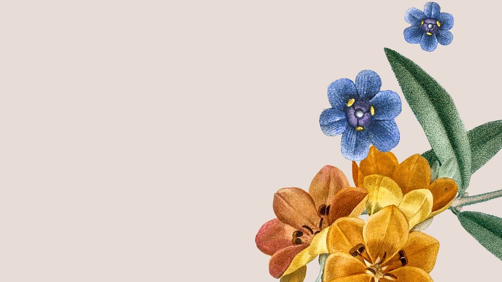 Floral border desktop wallpaper, brown design