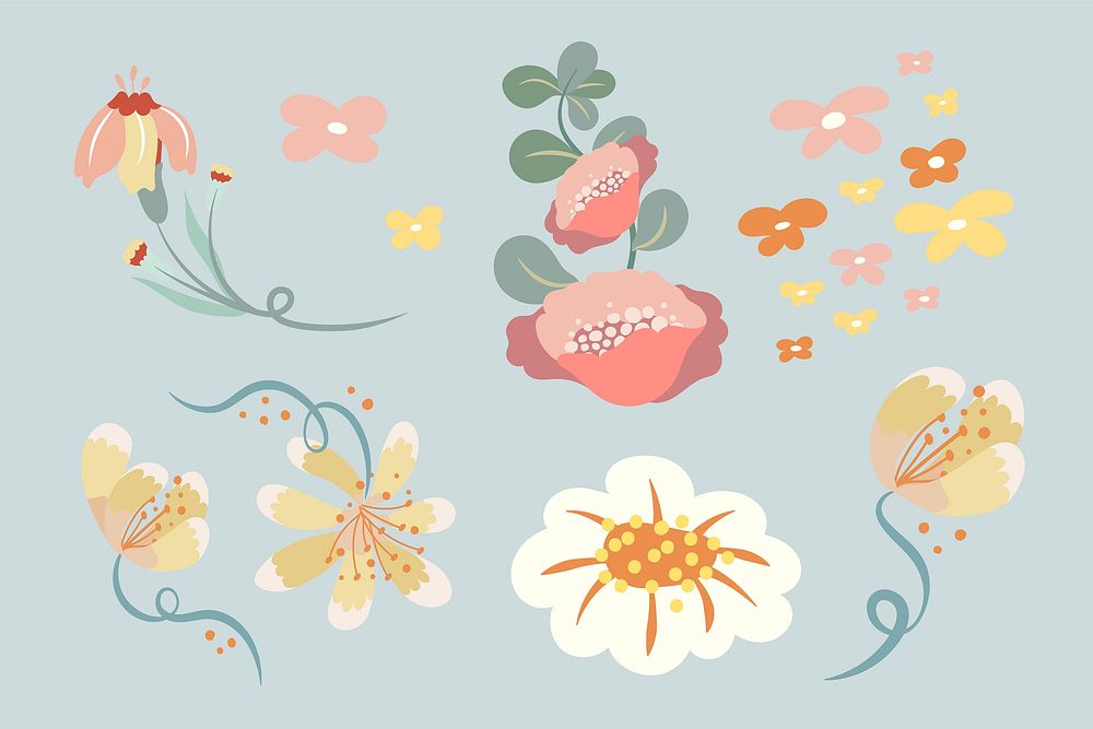 Pastel flower, spring clipart flat design vector illustration