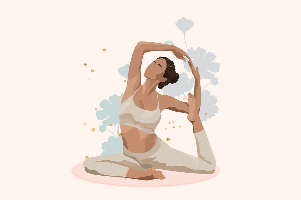 Yoga woman, aesthetic wellness remix