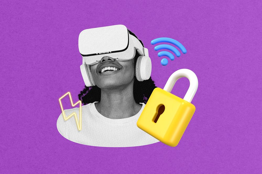 VR cyber security, purple design