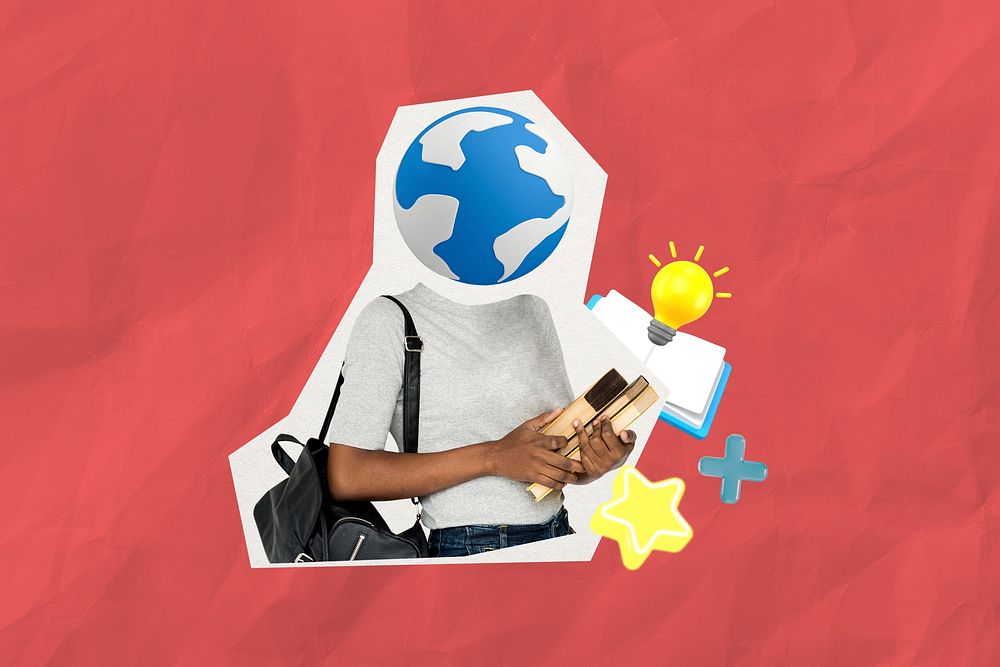Study abroad collage, red design