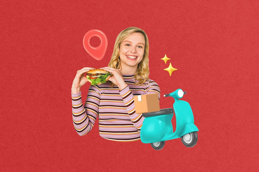 Food delivery collage, red design