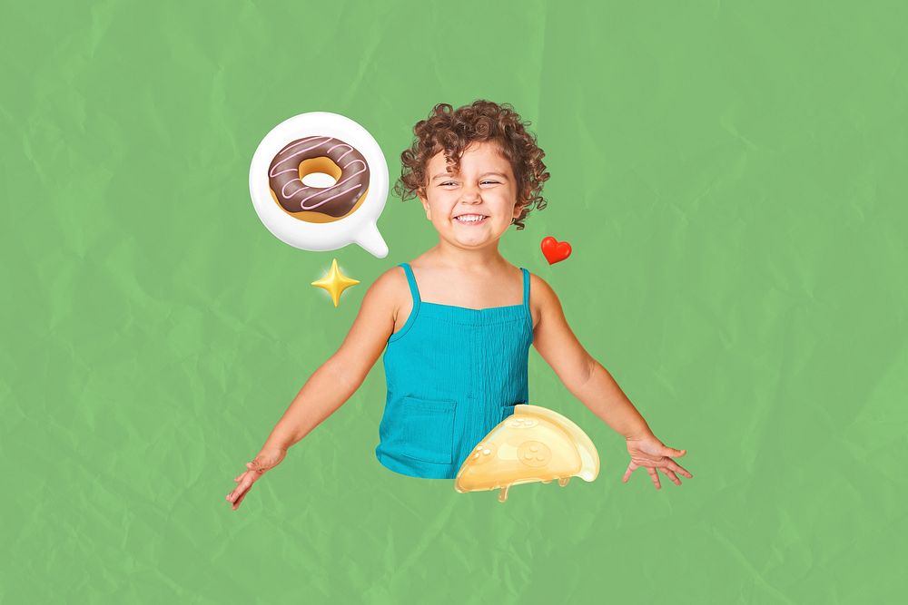 Kid food lover collage, green design
