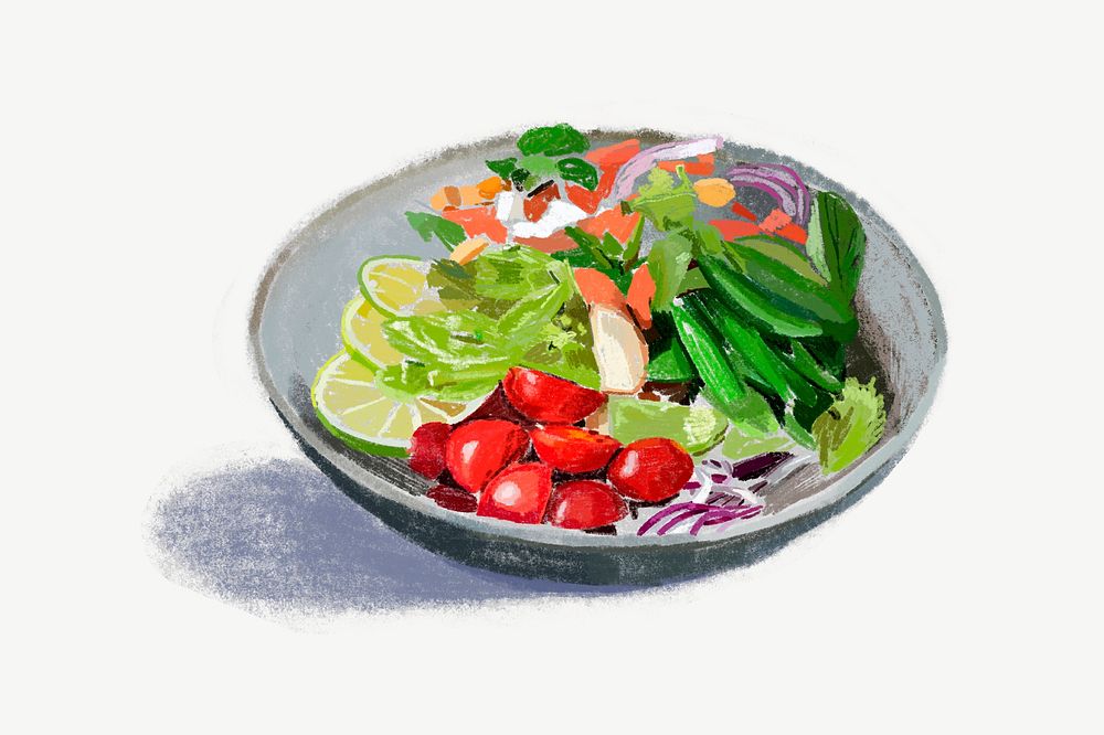 Healthy salad illustration, design element psd