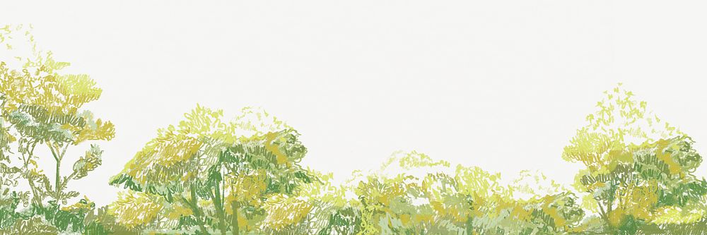 Tree paint border illustration, collage element psd