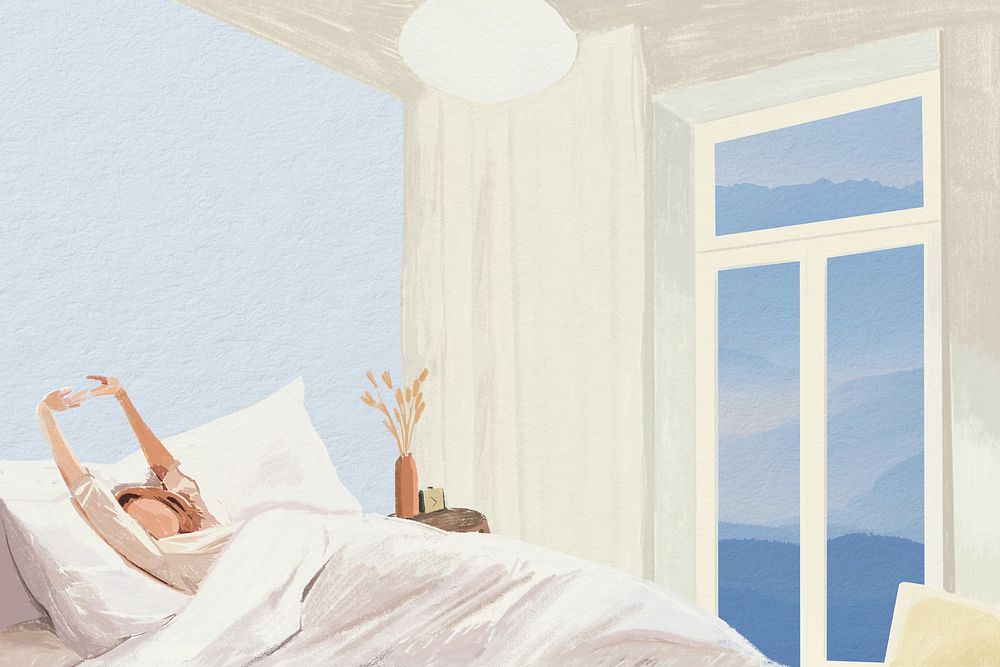 Relaxing morning, minimal room illustration background