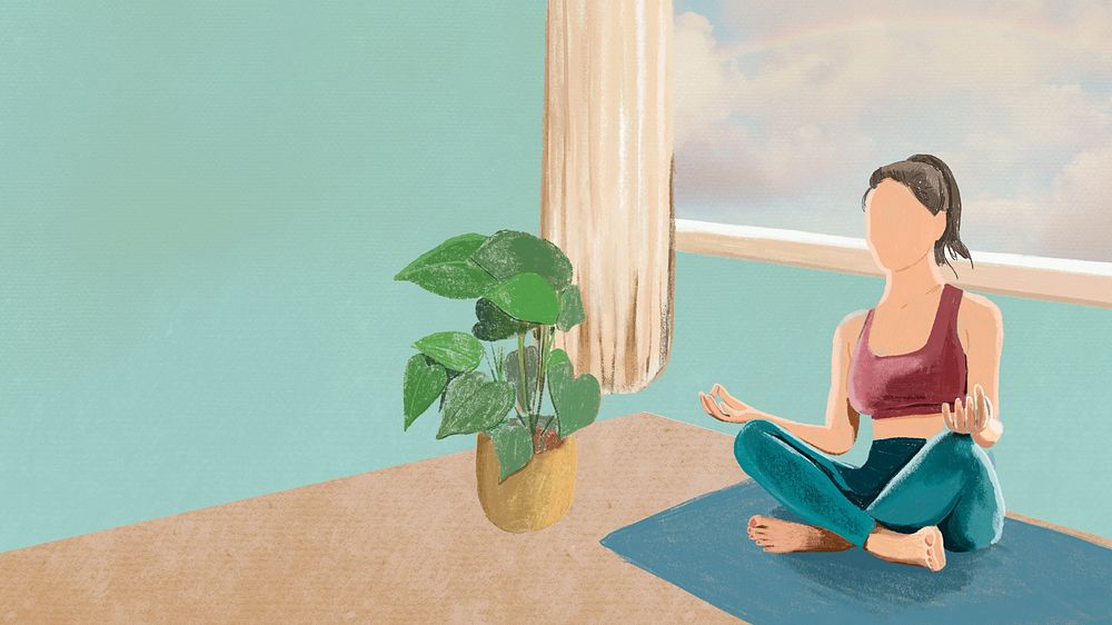 Woman doing yoga illustration desktop wallpaper