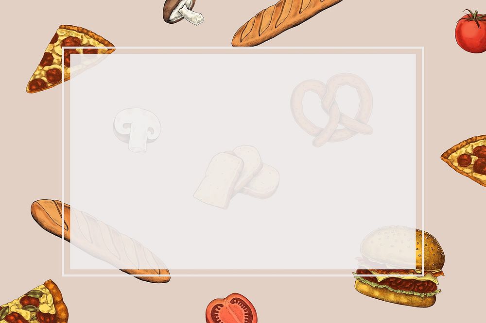 White rectangle on food vintage illustration background