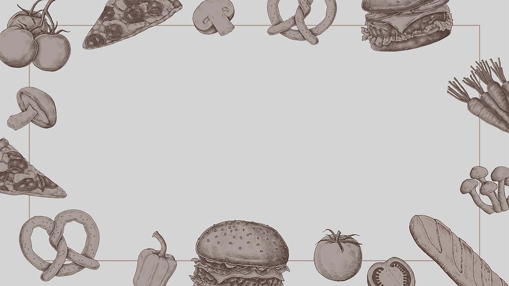 Food illustration, gray desktop wallpaper