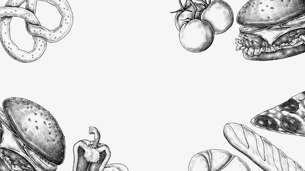 Food black illustration, white desktop wallpaper