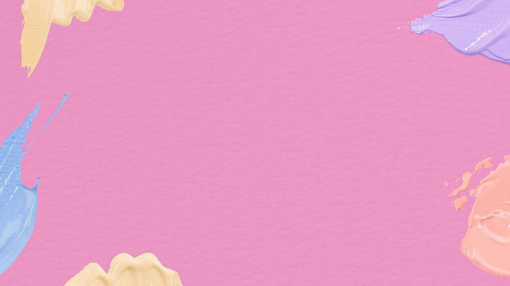 Pink desktop wallpaper, acrylic paint smear border