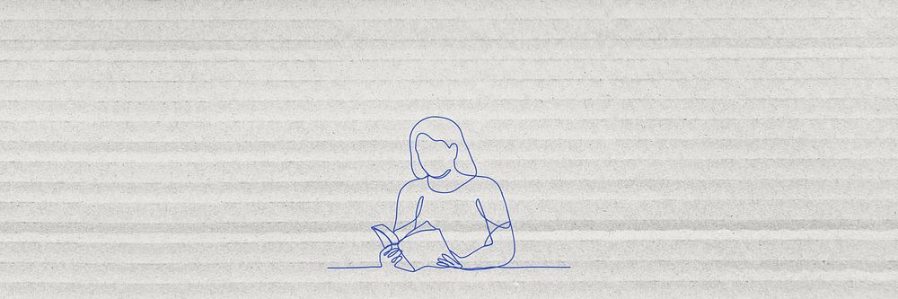 Off-white woman reading illustration background