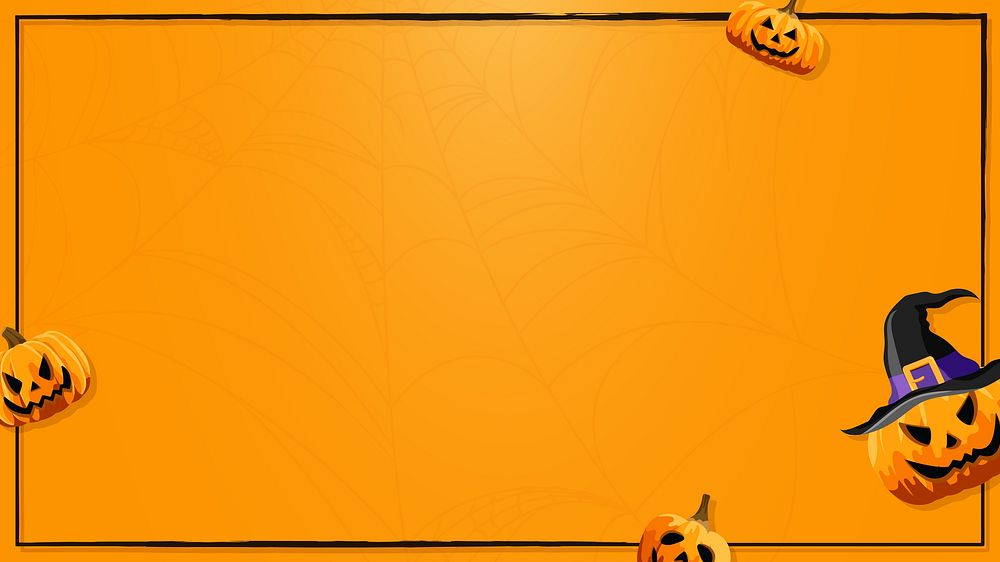 Halloween pumpkin frame desktop wallpaper, orange design