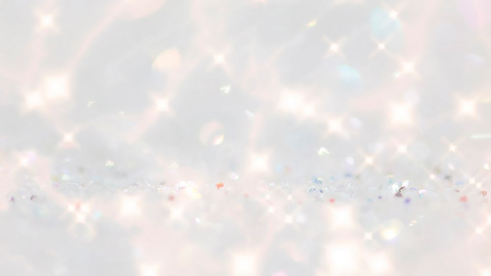 Sparkly glitter aesthetic desktop wallpaper, white design