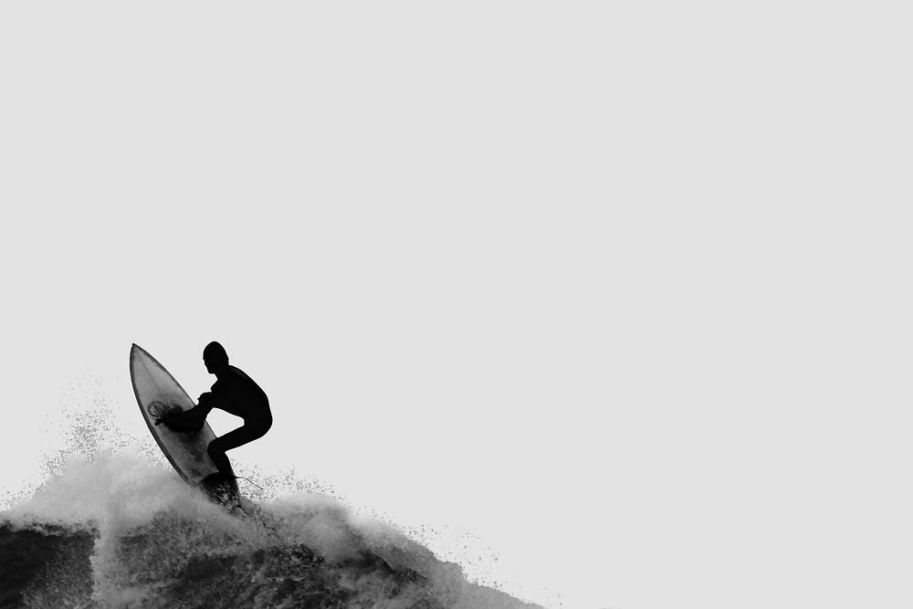 Surfing man border background, gray design