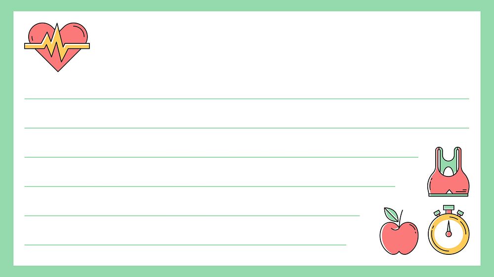 Fitness lined paper, cute activity log  vector