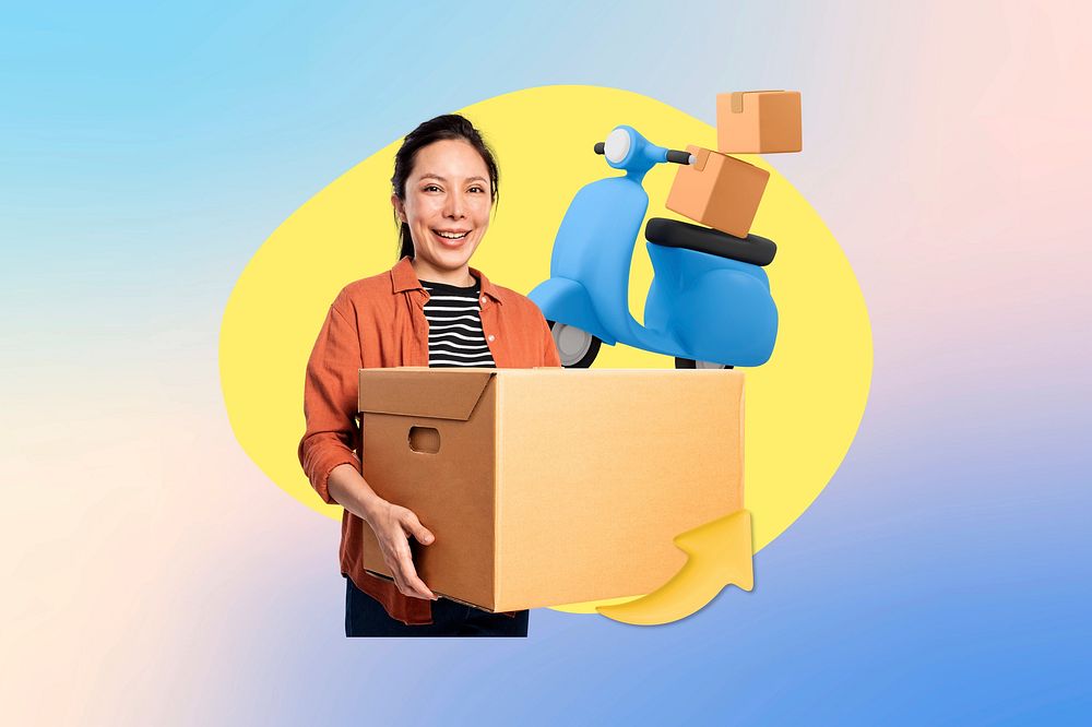 Package shipping, blue design, 3D remix