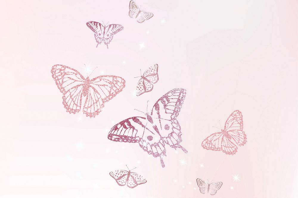 Feminine pink butterfly illustration background