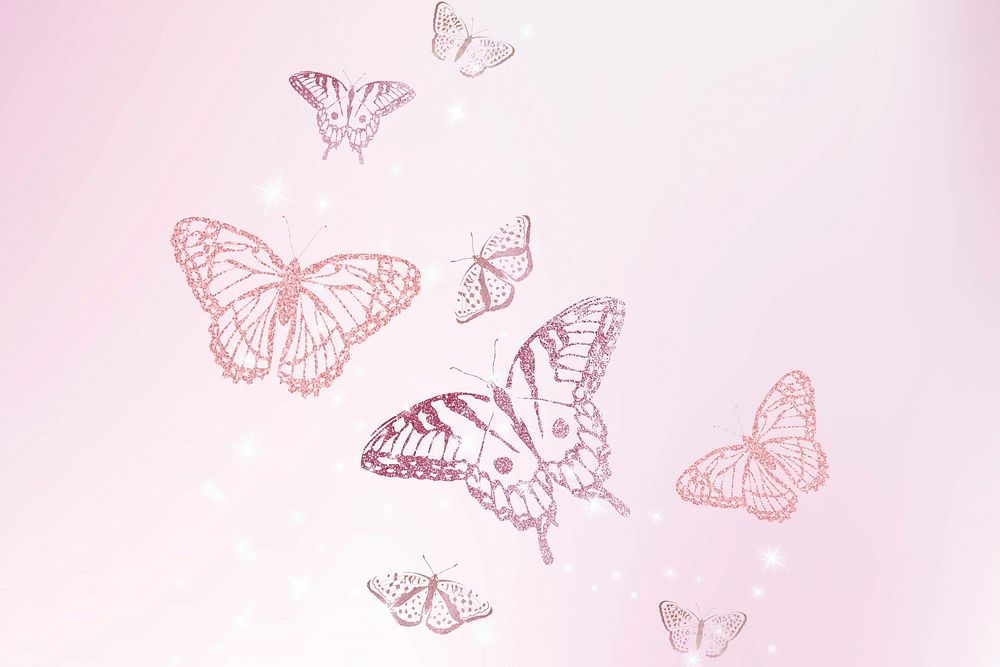 Feminine pink butterfly illustration background | Premium Photo - rawpixel