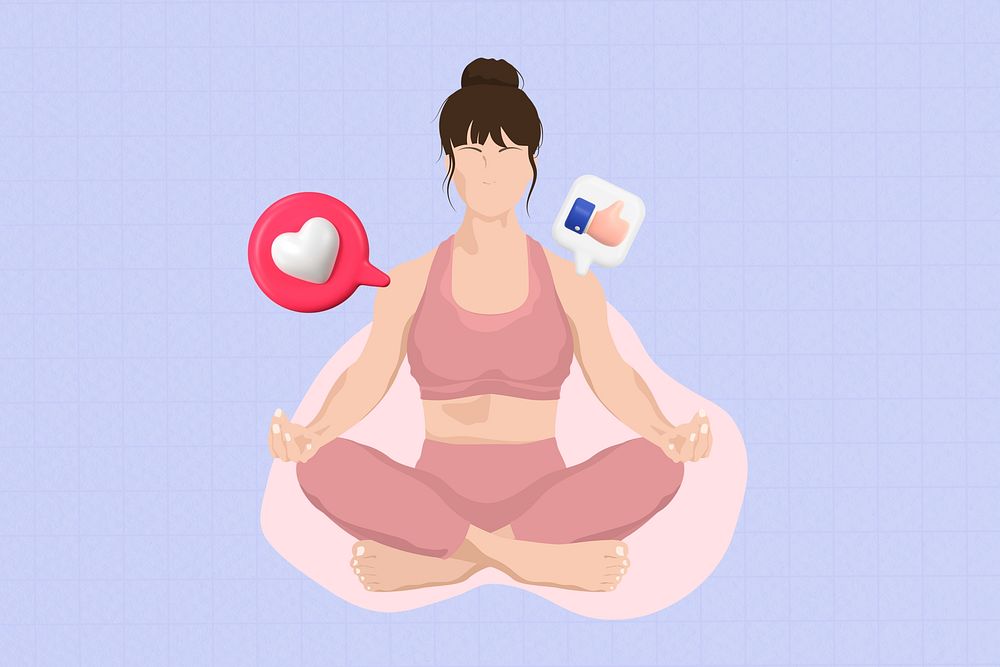 Woman meditating 3D remix vector illustration