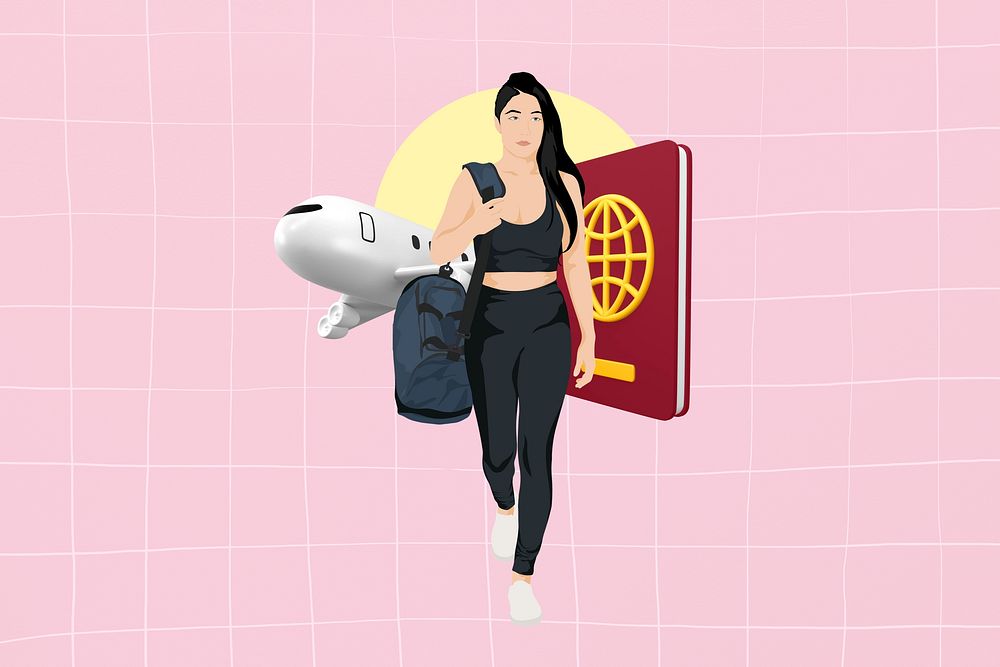 Traveling abroad 3D remix vector illustration