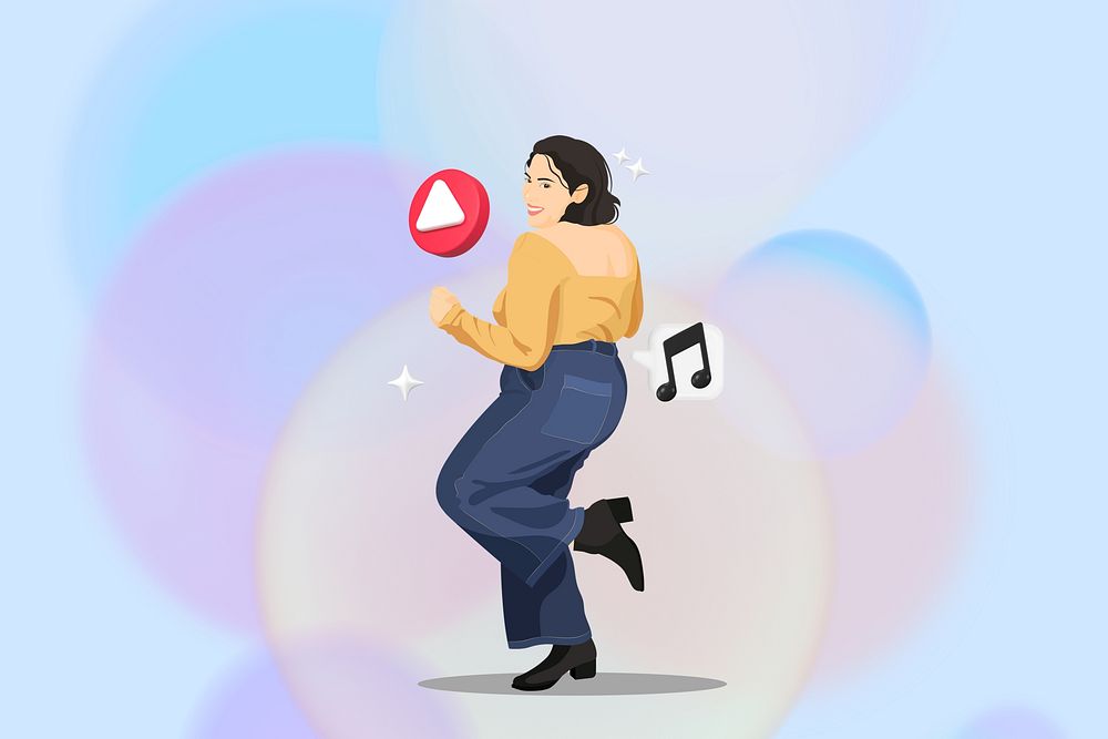 Woman dancing  3D remix vector illustration