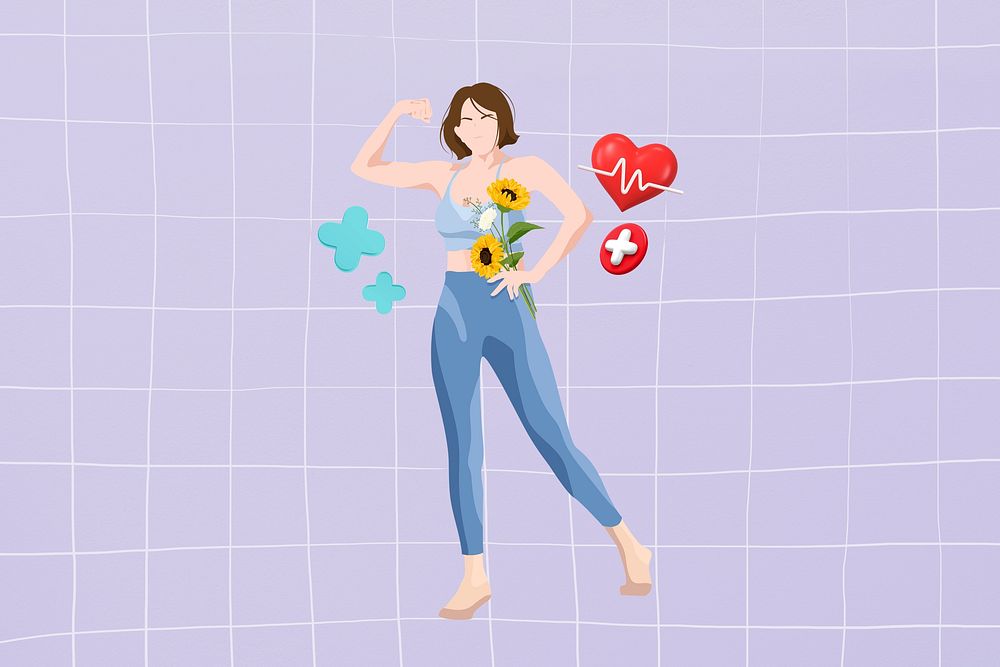 Healthy woman 3D remix vector illustration