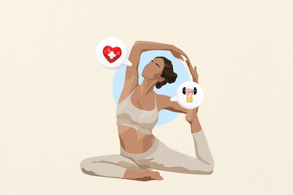 Woman & yoga 3D remix vector illustration