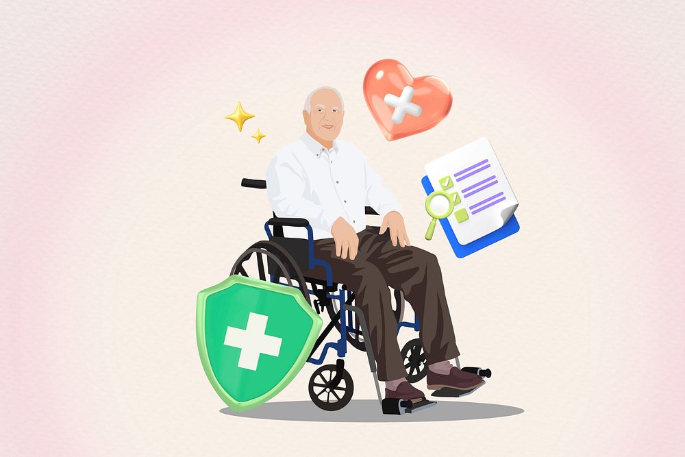 Senior health insurance 3D remix vector illustration