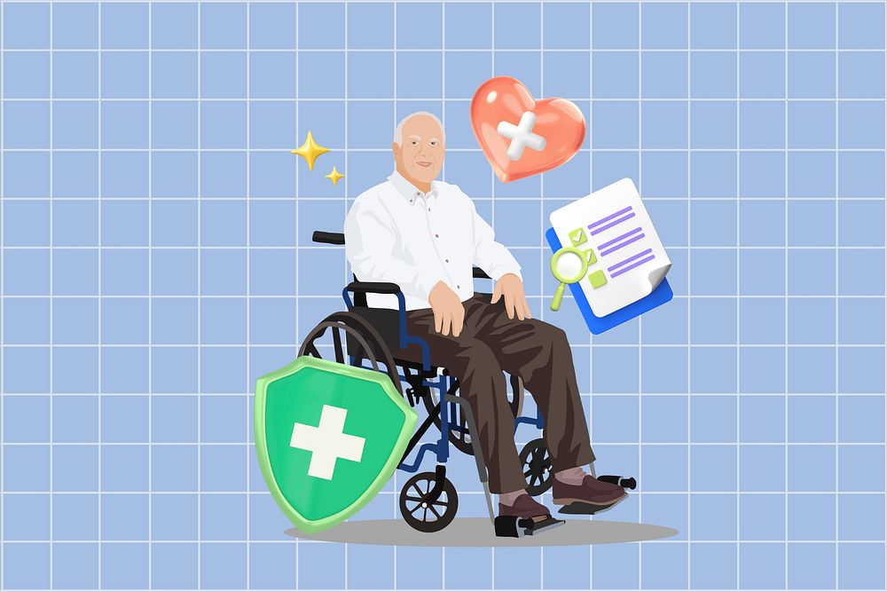 Senior health insurance 3D remix vector illustration